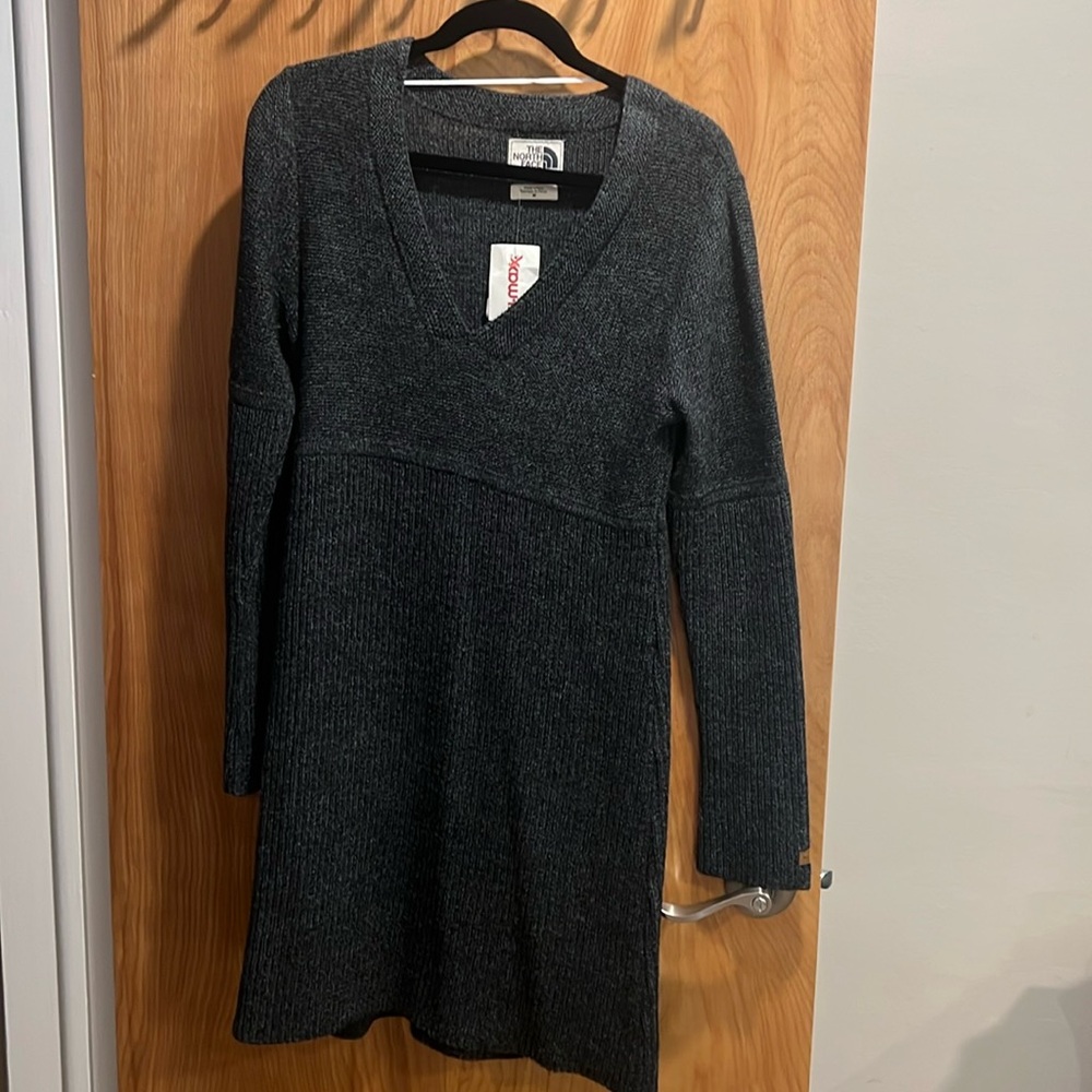 This is a gray The North Face wool dress